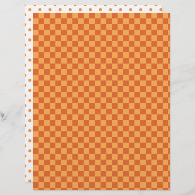 Orange/Rust Checkerboard & Polka Dots Scrapbook (Vorne/Hinten)