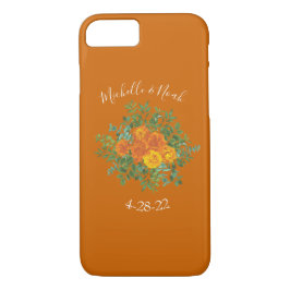 Orange Rust Fall Peony & Rose Blumenhochzeit Case-Mate iPhone Hülle