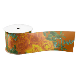 Orange & Rust Fall Peony & Rose Blumenhochzeit Satinband