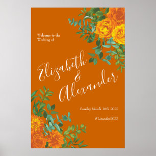 Orange & Rust Fall Peony Rose Blumenzehen Poster