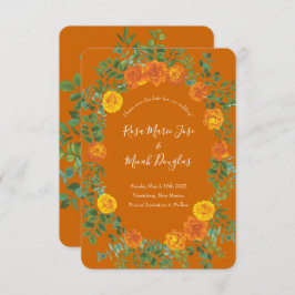 Orange & Rust Fall Peony Rose Hochzeitstag Rett Einladung
