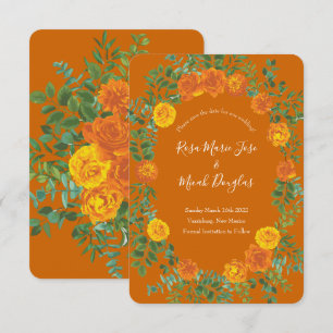 Orange & Rust Fall Peony Rose Hochzeitstag Rett Einladung