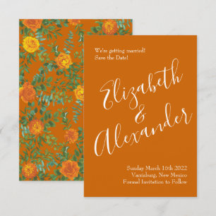 Orange & Rust Fall Peony Rose Hochzeitstag Rett Einladung