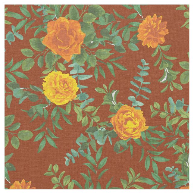 Orange Rust Rose Blumenkohl Blume Stoff (Nahaufnahme)
