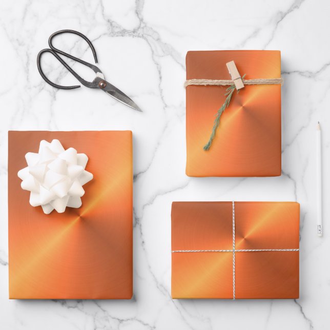 Orange Rust Shine Geschenkpapier Set (Vorderseite)