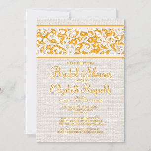 Orange Rustic Burlap Linen Brautparty Einladung