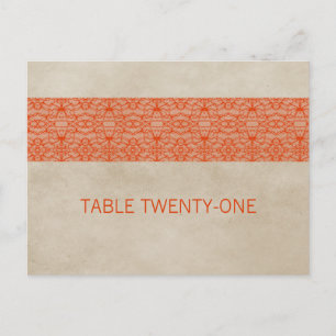 Orange Rustic Lace Tischnummer Postkarte