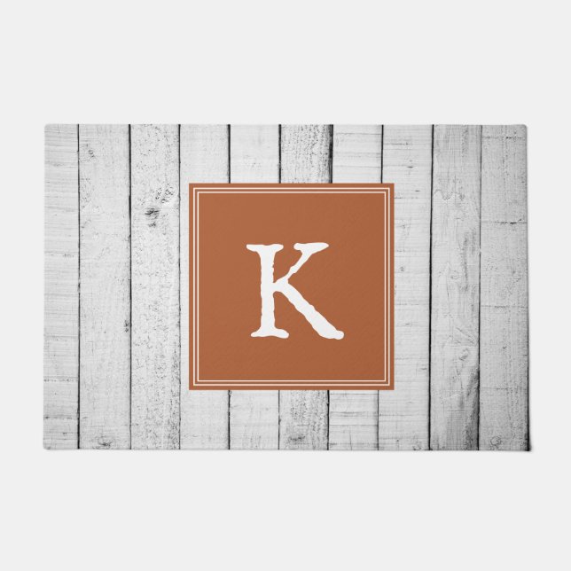 Orange Rustic Monogram Doormat Fußmatte (Vorderseite)