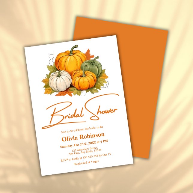 Orange Rustic Pumpkin Fall in Liebe Brautparty Einladung (Orange Rustic Pumpkin Fall in Love Bridal Shower Invitation  )