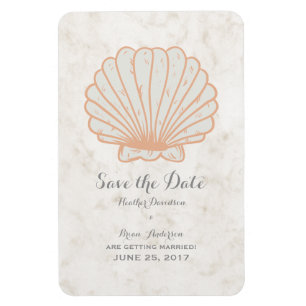 Orange Rustic Seashell Save the Date Magnet