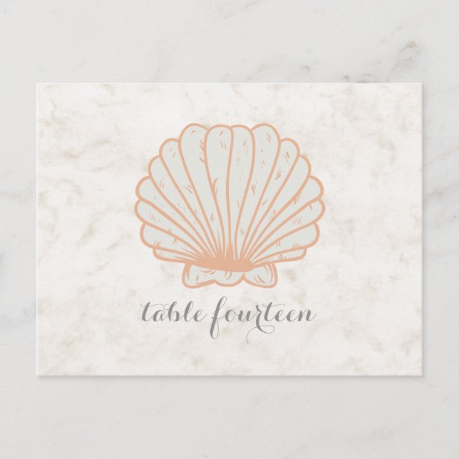 Orange Rustic Seashell Tischnummer Postcard (Vorderseite)