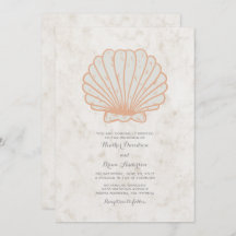 Orange Rustic Seashell Wedding Einladung