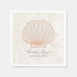 Orange Rustic Seashell Wedding Serviette