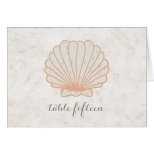 Orange Rustic Seashell Wedding Tischnummer
