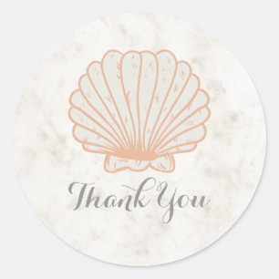 Orange Rustic Seashell Wedding Vielen Dank Runder Aufkleber