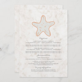 Orange Rustic Starfish Hochzeitsinformationen Einladung