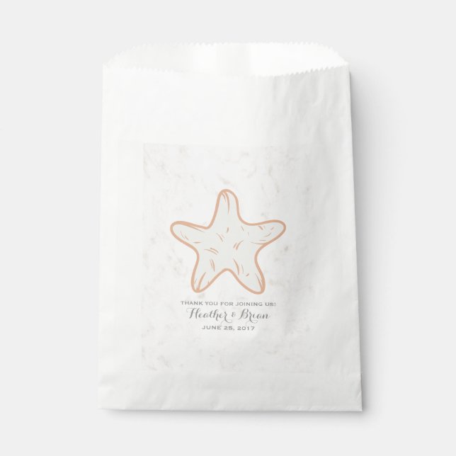 Orange Rustic Starfish Wedding Geschenktütchen (Vorderseite)