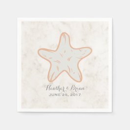 Orange Rustic Starfish Wedding Serviette