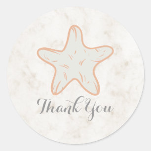 Orange Rustic Starfish Wedding Vielen Dank Runder Aufkleber