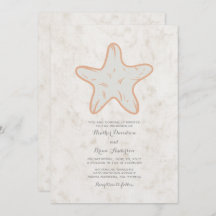 Orange Rustic Starfish Wedite Einladung