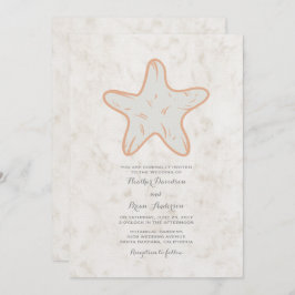 Orange Rustic Starfish Wedite Einladung
