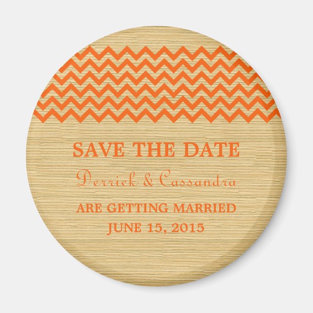 Orange Rustic Zickzack Save the Date Magnet (Vorne)