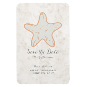 Orange Rusticus Starfish Save the Date Magnet