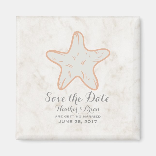 Orange Rusticus Starfish Save the Date Magnet (Vorne)