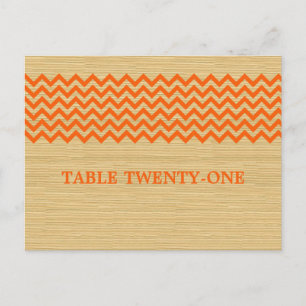 Orange Rustikale Zickzack Tischnummer Postkarte
