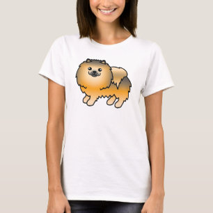 Orange Sable Pomeranian Süßer Cartoon-Hund T-Shirt