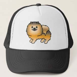 Orange Sable Pomeranian Süßer Cartoon-Hund Truckerkappe