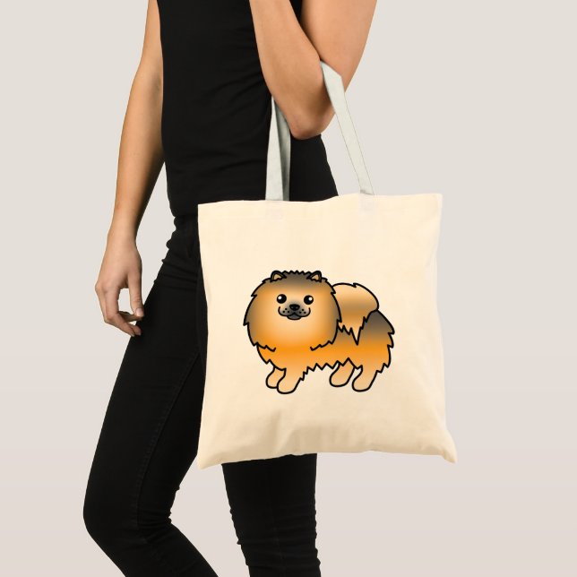 Orange Sable Spitz Dog Illustration Design Tragetasche (Vorderseite (Produkt))