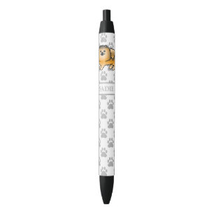 Orange Sable Spitz Niedlich Cartoon Dog & Name Kugelschreiber