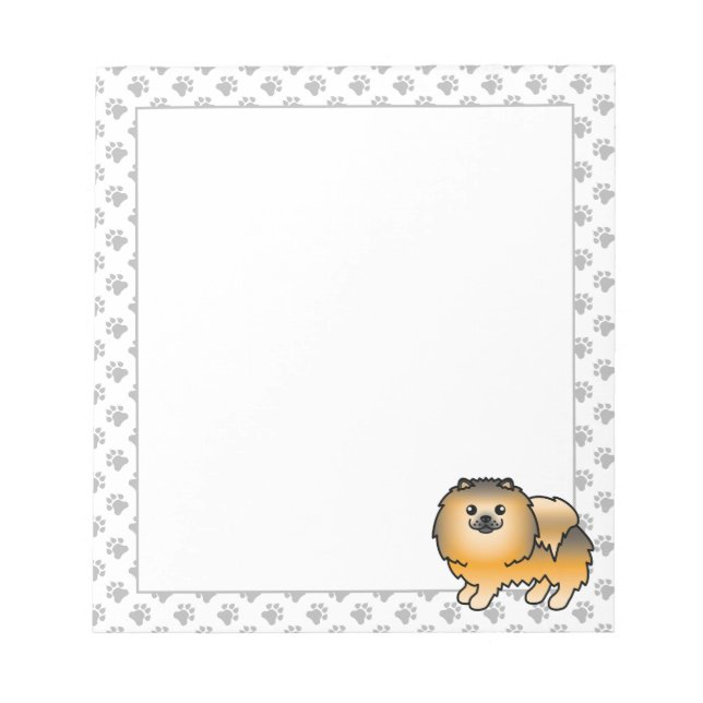 Orange Sable Spitz Niedlich Cartoon Dog Notizblock (Vorderseite)