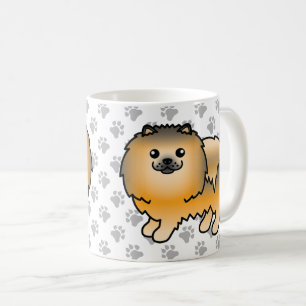Orange Sable Spitz Niedlich Cartoon Dog & Paws Kaffeetasse