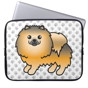 Orange Sable Spitz Niedlich Cartoon Dog & Paws Laptopschutzhülle