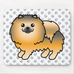 Orange Sable Spitz Niedlich Cartoon Dog & Paws Mousepad