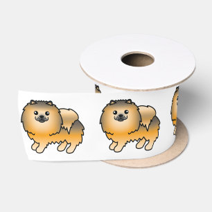 Orange Sable Spitz Niedlich Cartoon Dog Satinband