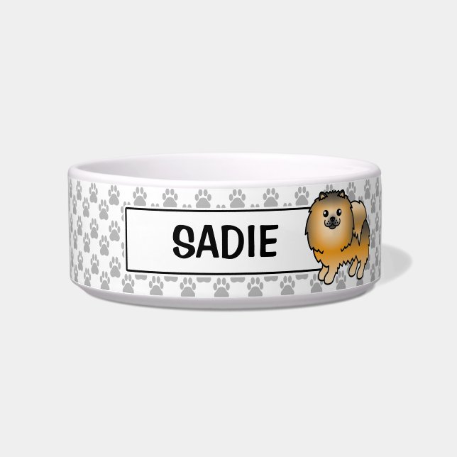 Orange Sable Spitz und Name des benutzerdefinierte Napf (Vorderseite)