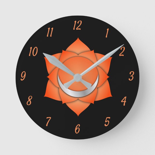 Orange Sacral Chakra Chi Zen Yoga Runde Wanduhr (Vorderseite)