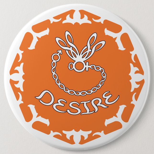 Orange Sacral Chakra "Desire" Dragonfly White BG Button (Vorderseite)