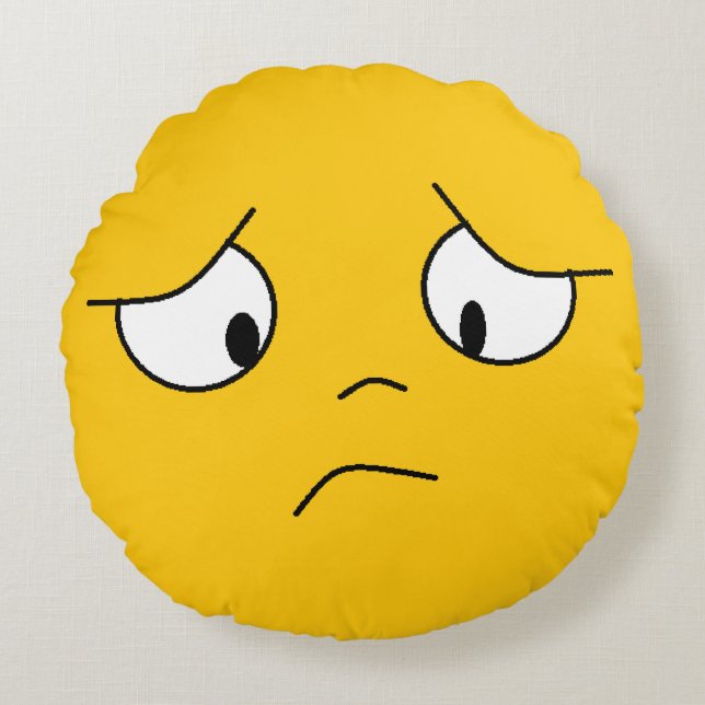 Orange Sad Face Face Pillow Rundes Kissen (Vorderseite)