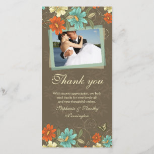 Orange Sahnehochzeit des Vintagen Chicaqua danken Dankeskarte