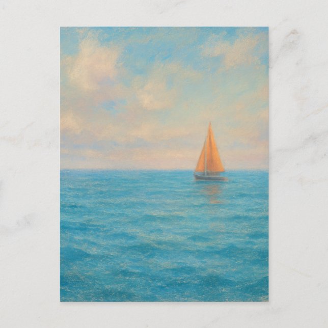 Orange Sailboat Voyage - Pastel Painting Style Art Postkarte (Vorderseite)