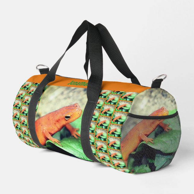 Orange Salamander Personalisiert Duffle Bag (Rechte Ecke)