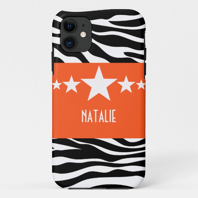 Orange Sassy Star Zebra BT iPhone 5 Fall Case-Mate iPhone Hülle (Rückseite)