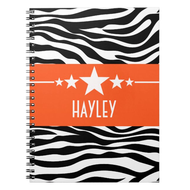Orange Sassy Star Zebra Notebook Notizblock (Vorderseite)