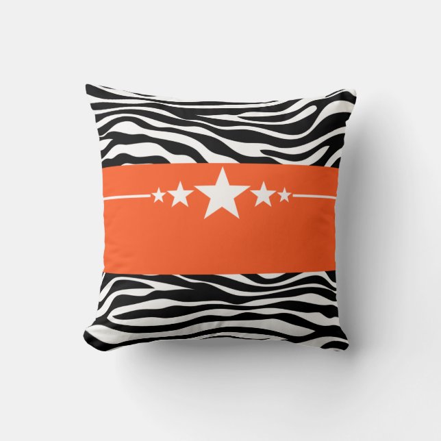 Orange Sassy Star Zebra Pillow Kissen (Vorderseite)