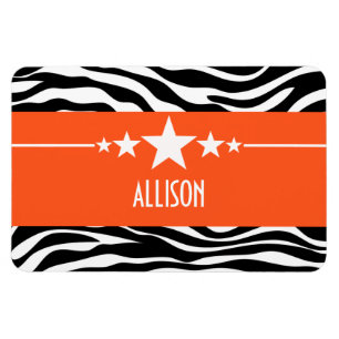 Orange Sassy Star Zebra Premium Magnet