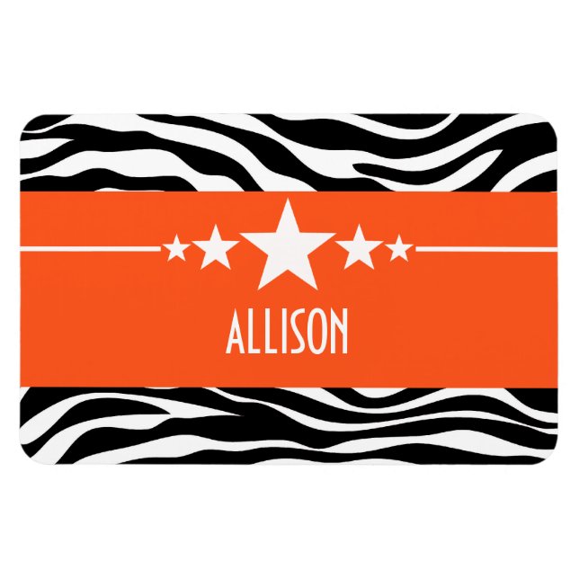 Orange Sassy Star Zebra Premium Magnet (Horizontal)